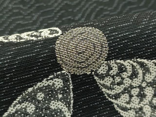 平和屋着物＊夏物　九寸開き名古屋帯　七宝文　金糸　正絹　逸品　CABJ1994rv
