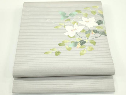 平和屋着物＊夏物　絽塩瀬　九寸開き名古屋帯　作家物　友禅　草花文　正絹　逸品　CABJ1995rv