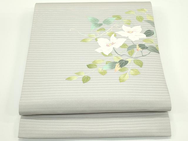 平和屋着物＊夏物　絽塩瀬　九寸開き名古屋帯　作家物　友禅　草花文　正絹　逸品　CABJ1995rv