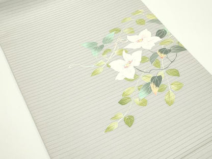 平和屋着物＊夏物　絽塩瀬　九寸開き名古屋帯　作家物　友禅　草花文　正絹　逸品　CABJ1995rv