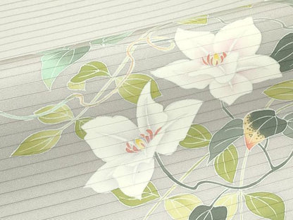 平和屋着物＊夏物　絽塩瀬　九寸開き名古屋帯　作家物　友禅　草花文　正絹　逸品　CABJ1995rv
