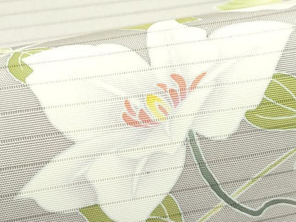 平和屋着物＊夏物　絽塩瀬　九寸開き名古屋帯　作家物　友禅　草花文　正絹　逸品　CABJ1995rv
