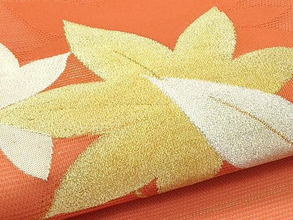 平和屋着物＊夏物　九寸開き名古屋帯　楓　金銀糸　正絹　逸品　CABJ1996rv