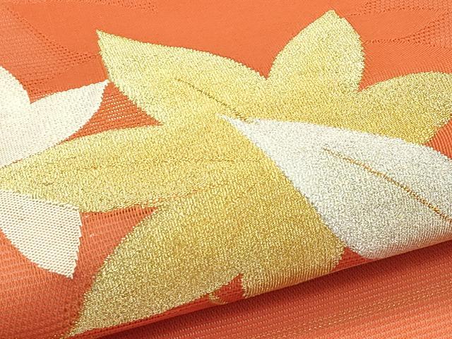 平和屋着物＊夏物　九寸開き名古屋帯　楓　金銀糸　正絹　逸品　CABJ1996rv