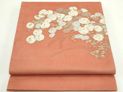平和屋着物＊夏物　九寸開き名古屋帯　菊　金銀糸　正絹　逸品　CABJ1997rv
