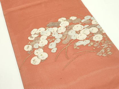 平和屋着物＊夏物　九寸開き名古屋帯　菊　金銀糸　正絹　逸品　CABJ1997rv