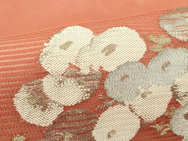 平和屋着物＊夏物　九寸開き名古屋帯　菊　金銀糸　正絹　逸品　CABJ1997rv