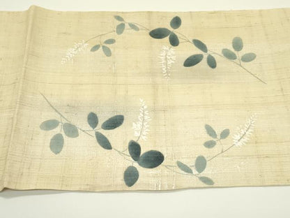 平和屋着物＊夏物　九寸開き名古屋帯　紬地　萩　銀彩　正絹　逸品　CABJ1998rv