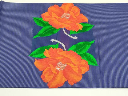平和屋着物＊夏物　九寸開き名古屋帯　枝花文　銀糸　正絹　逸品　CABJ1999rv