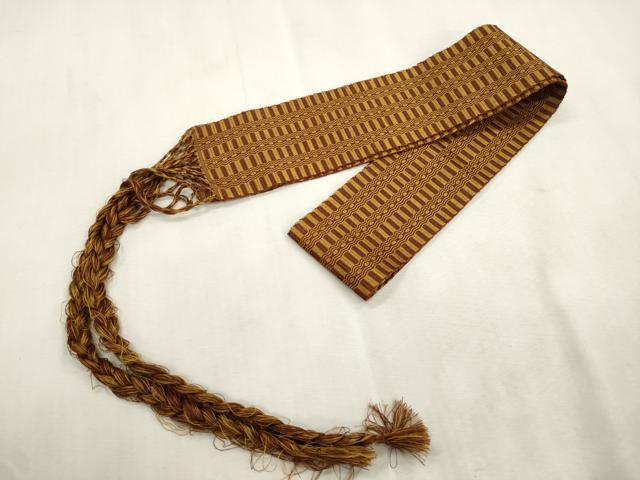 平和屋着物●男性　本場黄八丈　紬　伊達締め　幾何学文　正絹　逸品　未使用　CABJ2004dy