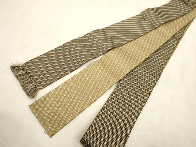 平和屋着物●男性　本場筑前博多織　両面　角帯　斜線文　正絹　逸品　未使用　CABJ2018dy
