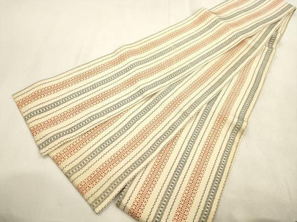 平和屋着物●半幅帯　幾何学間道　正絹　逸品　CABJ2019dy