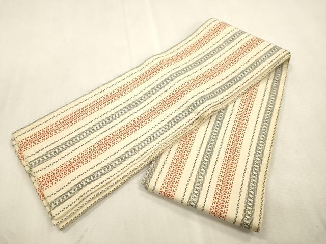 平和屋着物●半幅帯　幾何学間道　正絹　逸品　CABJ2019dy