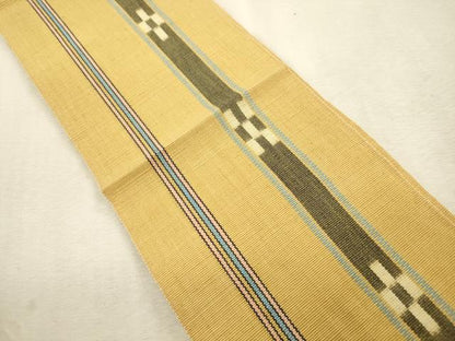 平和屋着物●沖縄県伝統工芸品　八重山ミンサー　手織り　半幅帯　間道　一重帯　綿　逸品　CABJ2021dy