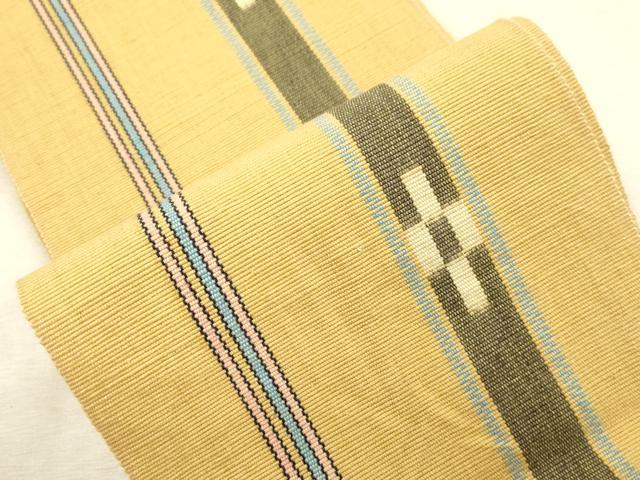 平和屋着物●沖縄県伝統工芸品　八重山ミンサー　手織り　半幅帯　間道　一重帯　綿　逸品　CABJ2021dy