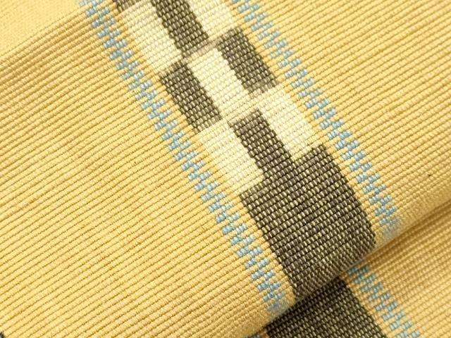 平和屋着物●沖縄県伝統工芸品　八重山ミンサー　手織り　半幅帯　間道　一重帯　綿　逸品　CABJ2021dy