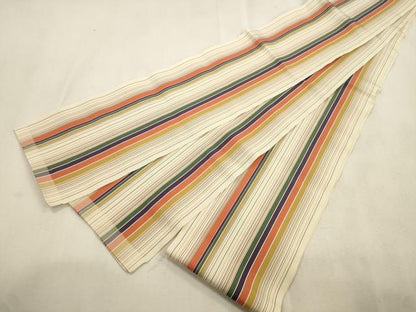 平和屋着物●本場筑前博多織　半幅帯　縞　一重帯　正絹　逸品　CABJ2023dy