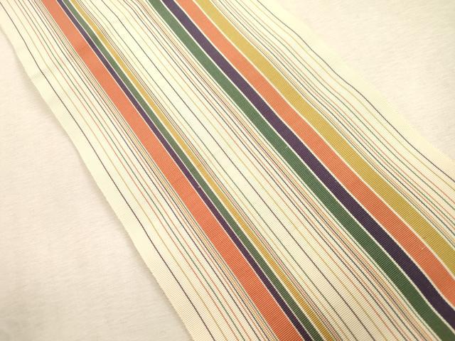 平和屋着物●本場筑前博多織　半幅帯　縞　一重帯　正絹　逸品　CABJ2023dy