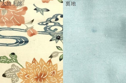 平和屋着物●九寸開き名古屋帯　紬地　型染め　流水草花文　正絹　逸品　CABJ2025dy