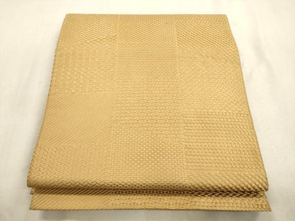平和屋着物●本場筑前博多織　八寸名古屋帯　幾何学文　萱草色　三越扱い　正絹　逸品　CABJ2026dy