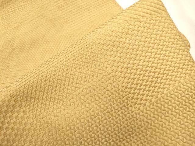 平和屋着物●本場筑前博多織　八寸名古屋帯　幾何学文　萱草色　三越扱い　正絹　逸品　CABJ2026dy