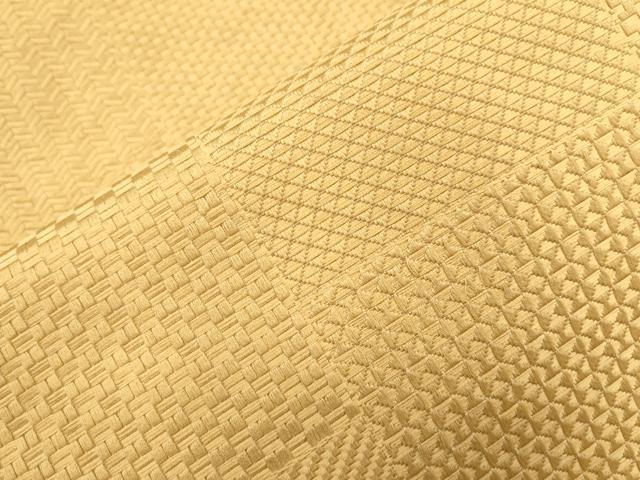 平和屋着物●本場筑前博多織　八寸名古屋帯　幾何学文　萱草色　三越扱い　正絹　逸品　CABJ2026dy