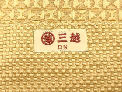 平和屋着物●本場筑前博多織　八寸名古屋帯　幾何学文　萱草色　三越扱い　正絹　逸品　CABJ2026dy
