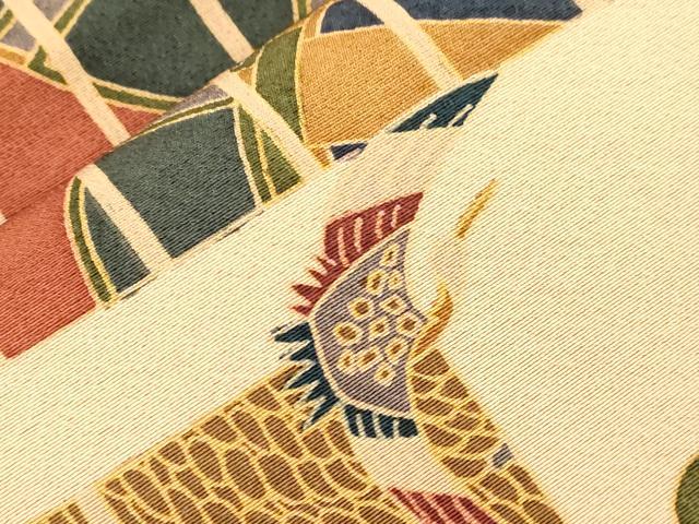 平和屋着物●塩瀬　全通柄九寸開き名古屋帯　源氏香飛鶴文　正絹　逸品　CABJ2027dy