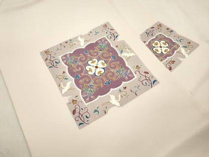 平和屋着物●塩瀬　九寸名古屋帯　破れ色紙飛鳥花文　金彩　正絹　逸品　CABJ2029dy