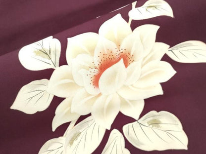 平和屋着物●塩瀬　九寸名古屋帯　手描き　草花文　正絹　逸品　CABJ2032dy
