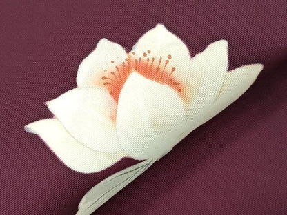 平和屋着物●塩瀬　九寸名古屋帯　手描き　草花文　正絹　逸品　CABJ2032dy