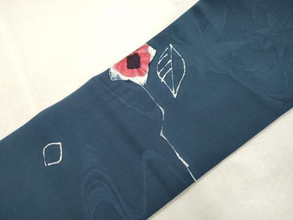 平和屋着物●九寸名古屋帯　ろうけつ染め　草花文　正絹　逸品　CABJ2034dy