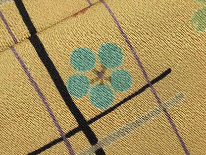 平和屋着物●全通柄九寸名古屋帯　色紙吉祥文　金彩　鬼しぼ縮緬　正絹　逸品　CABJ2036dy