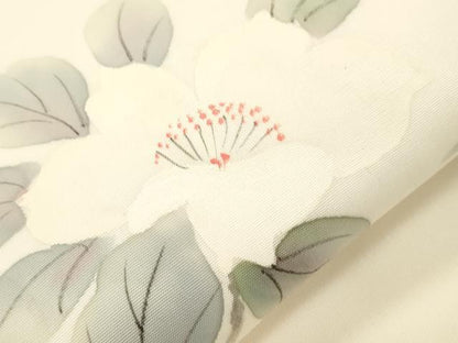 平和屋着物●塩瀬　九寸名古屋帯　手描き　枝花文　金彩　正絹　逸品　CABJ2038dy