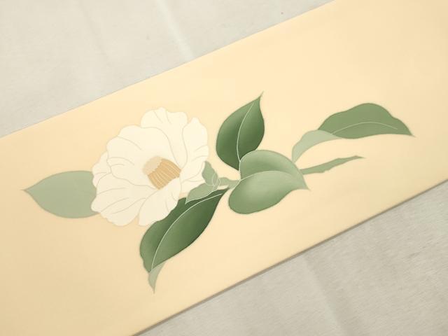 平和屋着物●塩瀬　九寸名古屋帯　草花文　正絹　逸品　未使用　CABJ2041dy