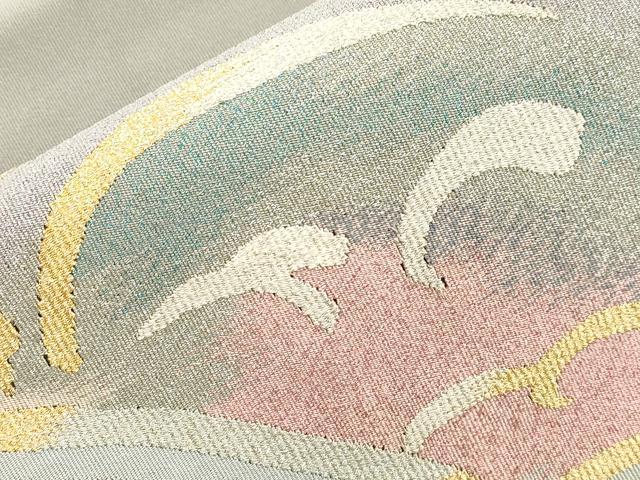平和屋着物●西陣　一秀織物　爪掻き本綴れ　八寸名古屋帯　立波文　金銀糸　正絹　逸品　CABJ2043dy