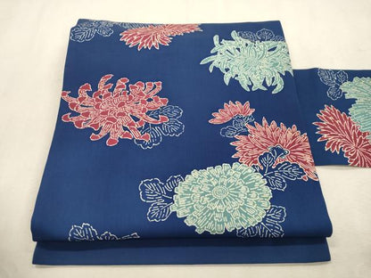 平和屋着物●塩瀬　全通柄九寸名古屋帯　型染め　菊　正絹　逸品　CABJ2045dy