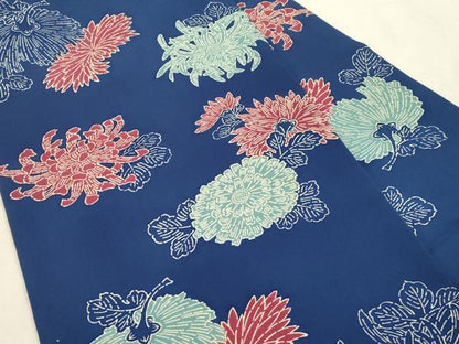 平和屋着物●塩瀬　全通柄九寸名古屋帯　型染め　菊　正絹　逸品　CABJ2045dy