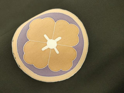 平和屋着物●塩瀬　九寸名古屋帯　刺繍　菱花丸文　黒地　金彩　正絹　逸品　CABJ2047dy