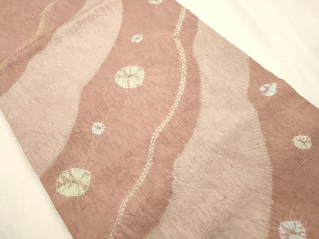 平和屋着物●九寸名古屋帯　松葉仕立て　絞り　幾何学文　正絹　逸品　CABJ2052dy