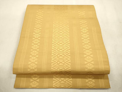 平和屋着物●本場筑前博多織　八寸名古屋帯　献上　黄朽葉色　正絹　逸品　CABJ2053dy