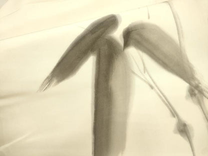 平和屋着物●塩瀬　九寸名古屋帯　作家物　手描き　笹竹文　正絹　逸品　CABJ2056dy