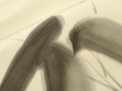 平和屋着物●塩瀬　九寸名古屋帯　作家物　手描き　笹竹文　正絹　逸品　CABJ2056dy
