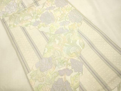 平和屋着物●本場筑前博多織　八寸名古屋帯　更紗花文　正絹　逸品　CABJ2057dy