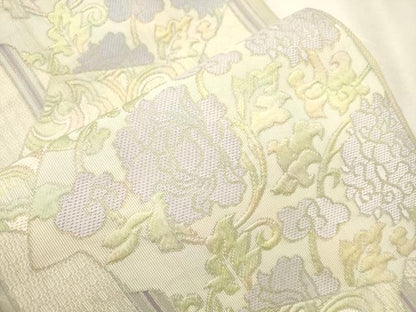 平和屋着物●本場筑前博多織　八寸名古屋帯　更紗花文　正絹　逸品　CABJ2057dy