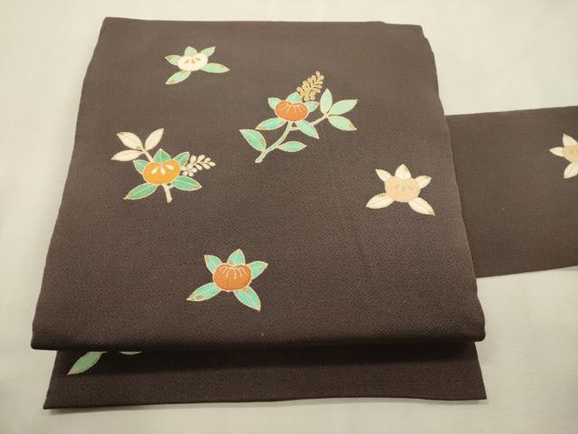 平和屋着物●九寸名古屋帯　橘文　金彩　鬼しぼ縮緬　正絹　逸品　CABJ2060dy