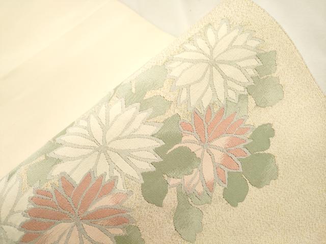 平和屋着物●爪掻き本綴れ　西陣　八寸名古屋帯　草花文　証紙付き　正絹　逸品　CABJ2061dy
