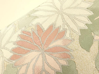 平和屋着物●爪掻き本綴れ　西陣　八寸名古屋帯　草花文　証紙付き　正絹　逸品　CABJ2061dy