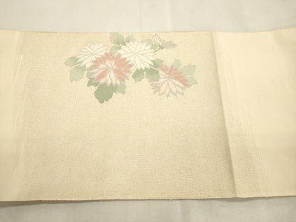 平和屋着物●爪掻き本綴れ　西陣　八寸名古屋帯　草花文　証紙付き　正絹　逸品　CABJ2061dy