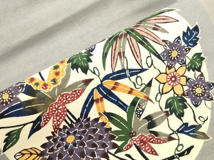 平和屋着物●九寸名古屋帯　本場琉球紅型　紬地　草花文　正絹　逸品　CABJ2062dy